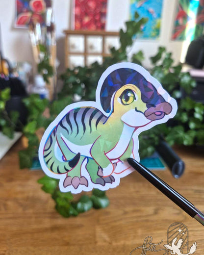🏳️‍🌈Paleo Pride🏳️‍⚧️ Parasaurolophus | Holographic Sticker v.2