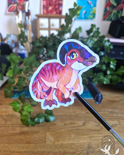 🏳️‍🌈Paleo Pride🏳️‍⚧️ Parasaurolophus | Holographic Sticker v.2