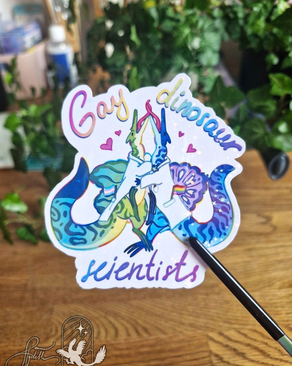 🏳️‍🌈Gay Dinosaur Scientists🏳️‍⚧️ | Holographic Sticker