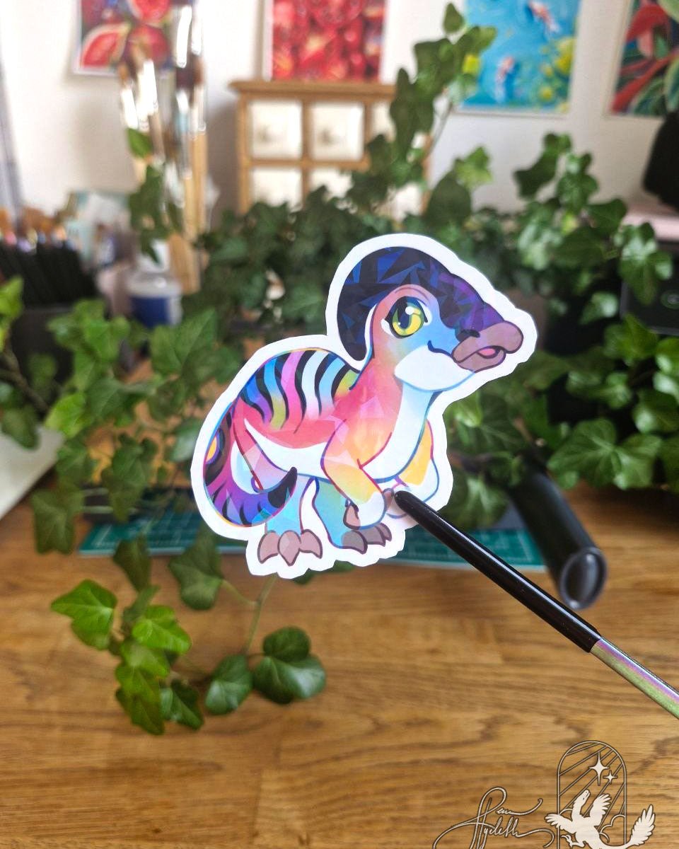 🏳️‍🌈Paleo Pride🏳️‍⚧️ Parasaurolophus | Holographic Sticker v.2