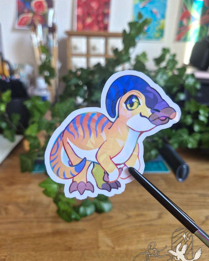 🏳️‍🌈Paleo Pride🏳️‍⚧️ Parasaurolophus | Holographic Sticker v.2